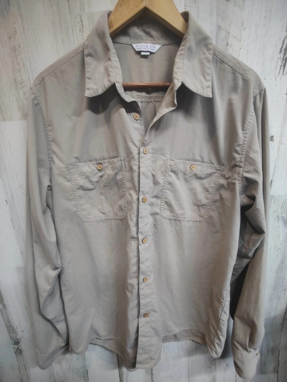 Clothing Arts Casual Button Up Shirt Men's Large Dual Hidden Pockets
